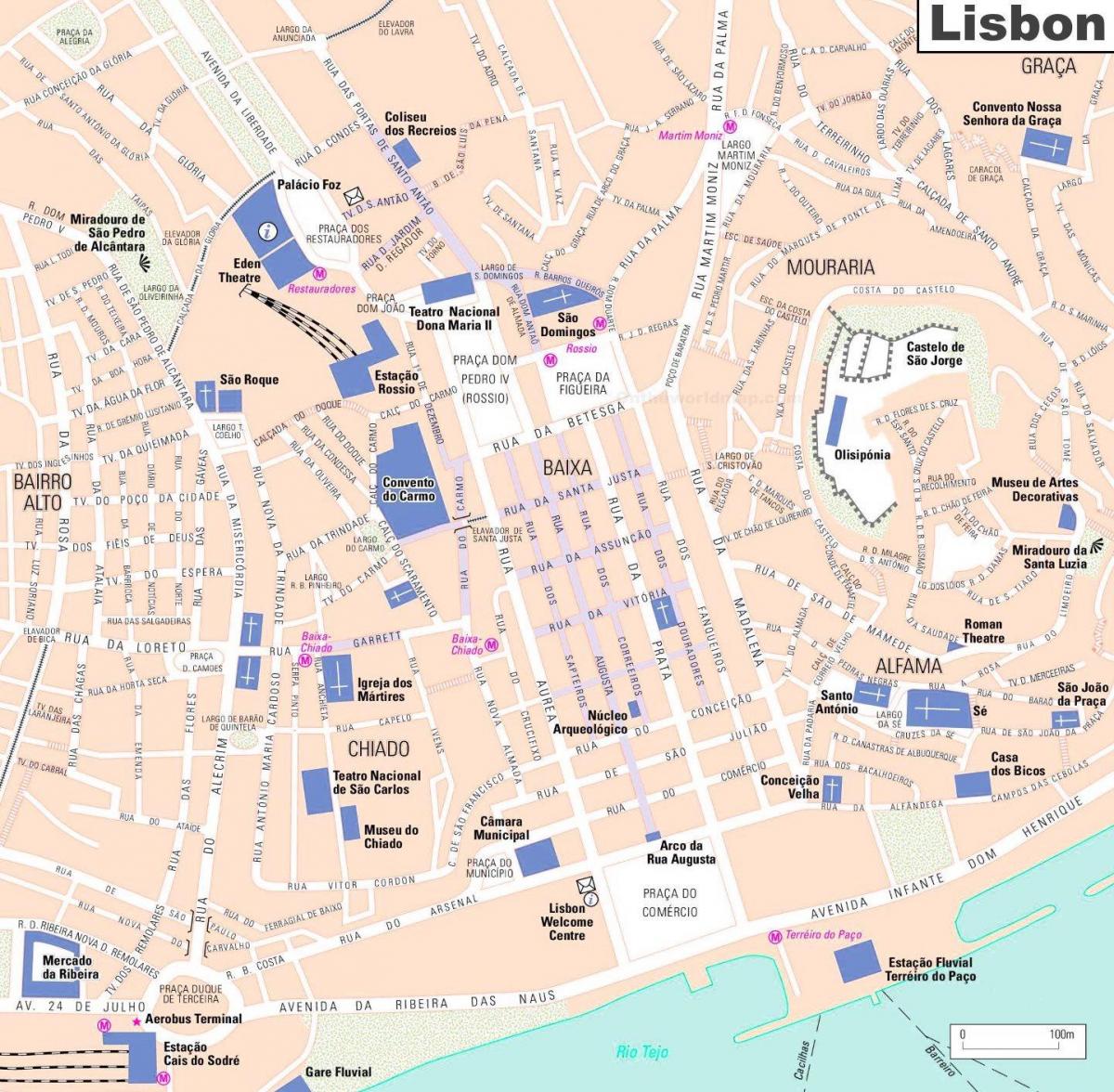 alfama district lisbon mapě