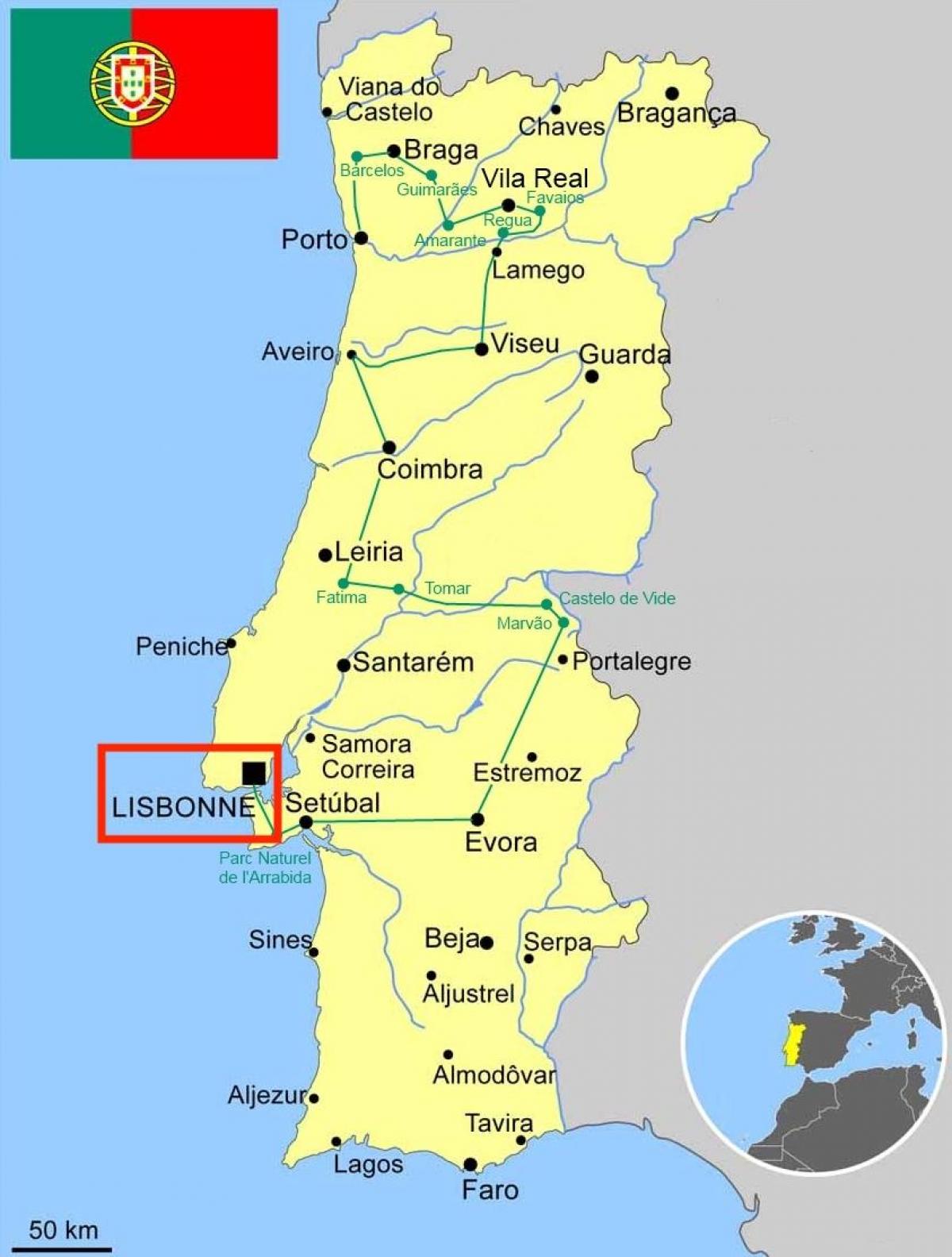 lisabon portugalsko mapa