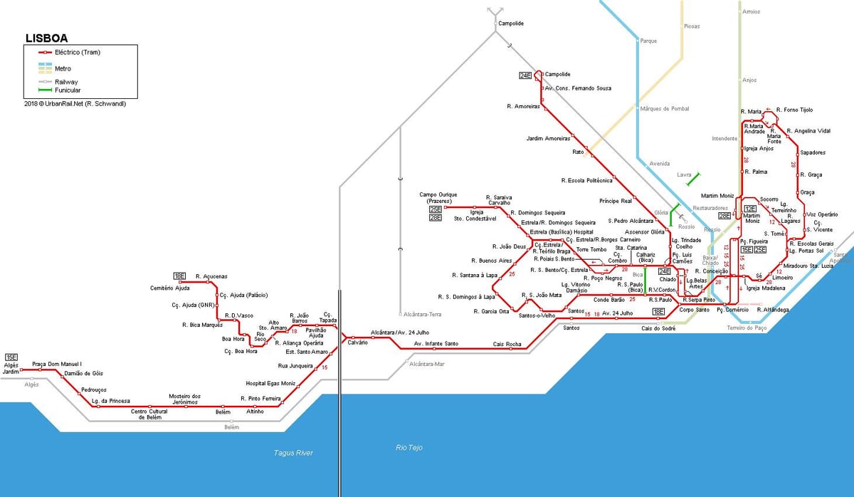 lisabon tramvaj mapa