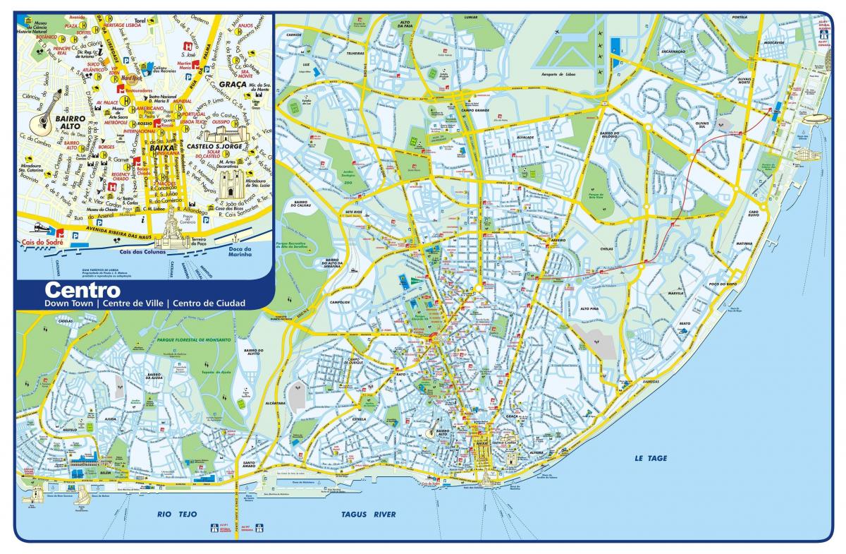 lisabonská místa zájmu na mapě
