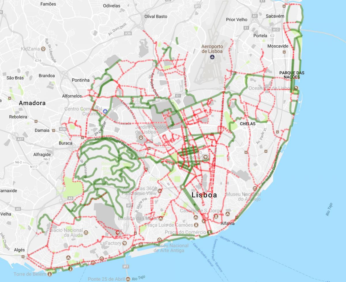 mapa lisabonu kole