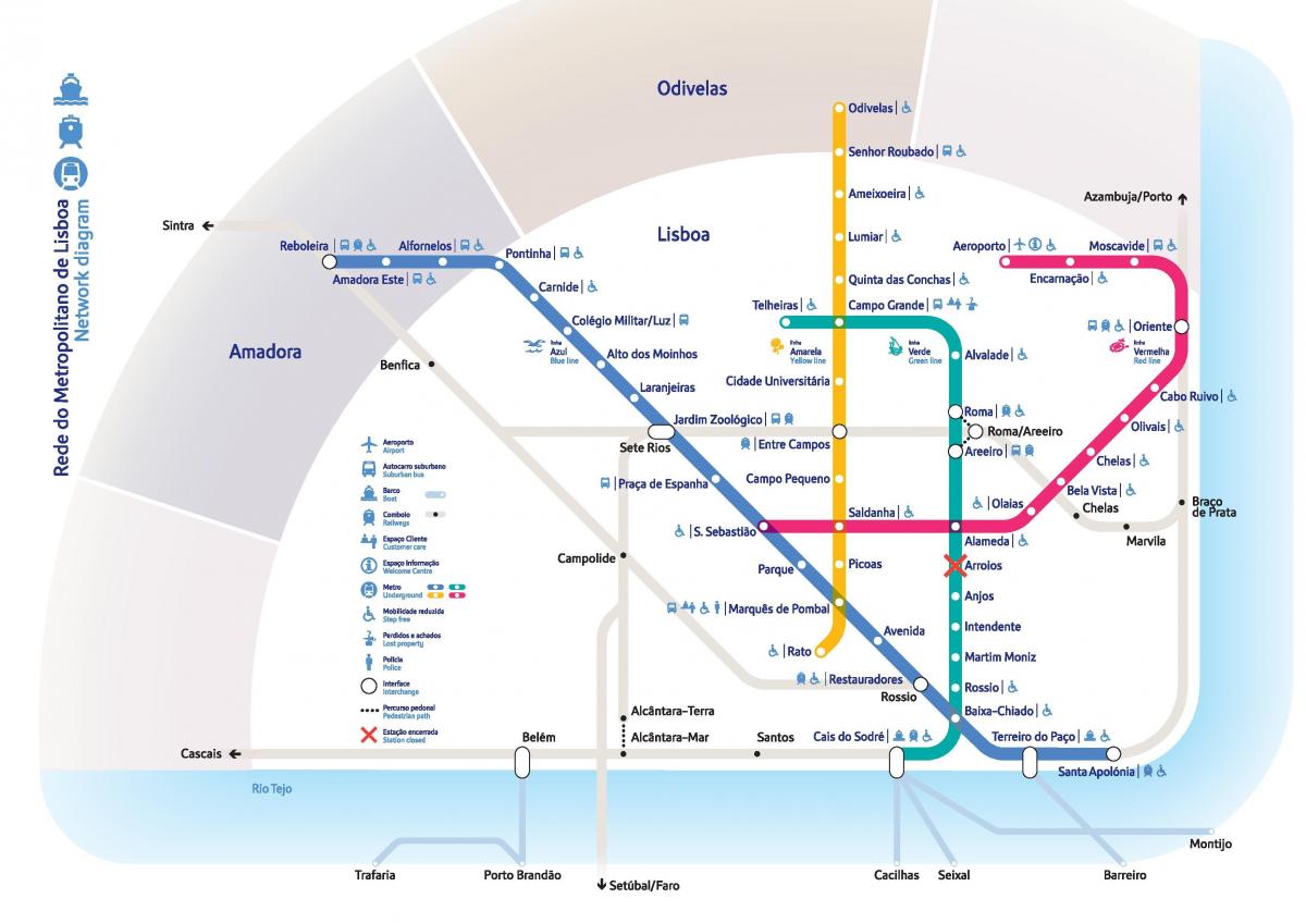 mapa lisabonu tranzitu