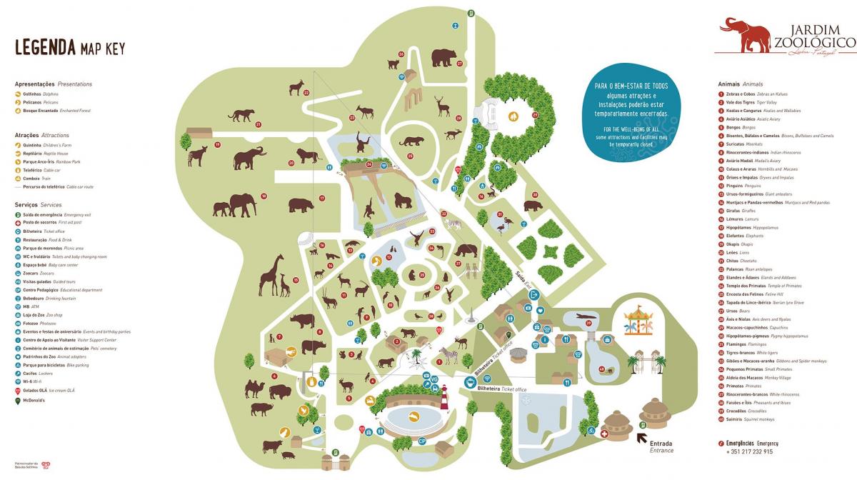 mapa lisabonské zoo