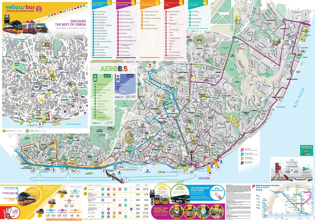 žlutý autobus turné, lisabon ukázat mapu