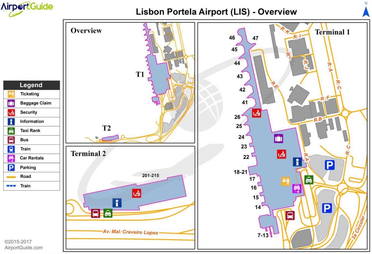 lisabonská terminálu mapě