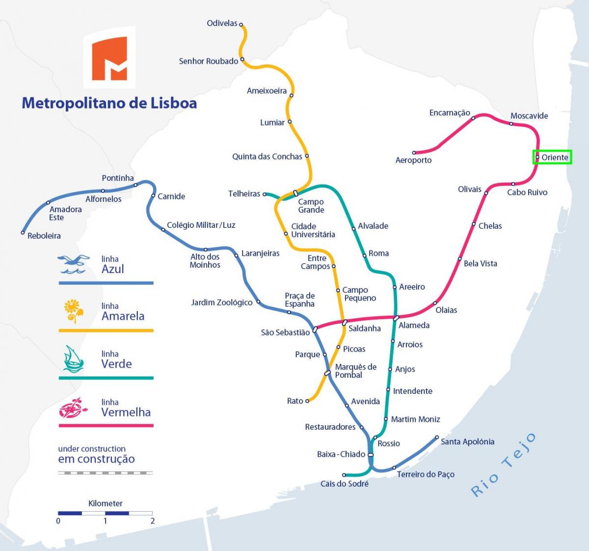 lisbon oriente nádraží mapě