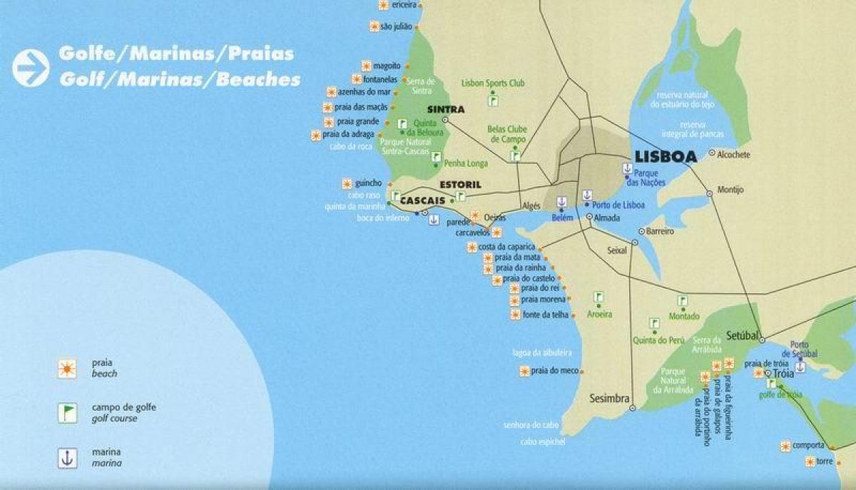 mapa lisabonu pláže