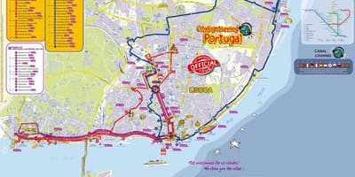 Lisabonská vyhlídkového autobusu mapě