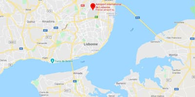 Lisabonské letiště mapa umístění