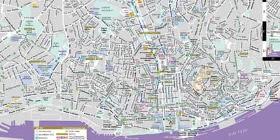 Ulice mapa města lisabonu
