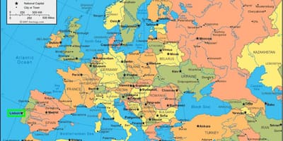 Lisabon portugalsko mapa evropy
