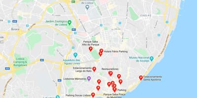 Mapa lisabonu parkoviště 