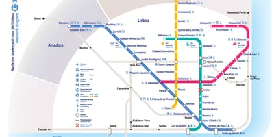 Lisabonská železniční mapě