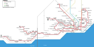 Lisabon tramvaj mapa
