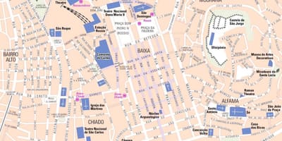 Mapa lisabon portugalsko centra města